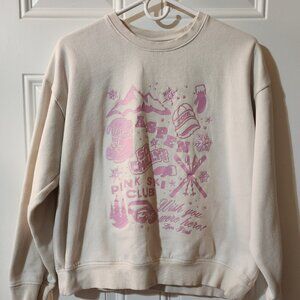 Victoria's Secret PINK Cream Winter Sweatshirt Size Large